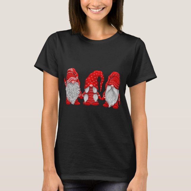 Camiseta Três gnomos em fantasia vermelha Natal - Congeland (Frente)