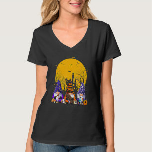 Camiseta Três Gnomos Feliz Dia das Bruxas Outono Candy Corn