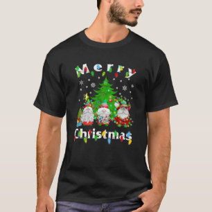Camiseta Três Gnomos Feliz Natal Árvore Leve Gnomo Fami