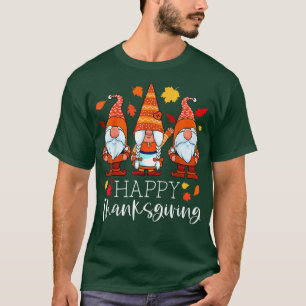 Camiseta Três Gnomos Felizes Gnomos de Ação de Graças Caiam