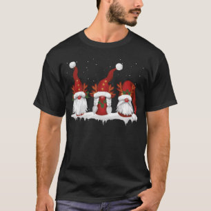 Camiseta Três Gnomos Nórdicos Família de Natal de inverno