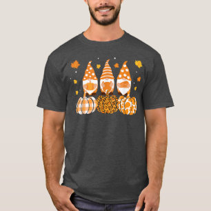 Camiseta Três Gnomos Pumpkin Queda outono Dia de Ação de Gr