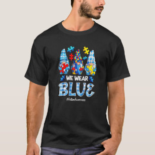Camiseta Três Gnomos segurando Puzzle Azul Crianças Gnomo A