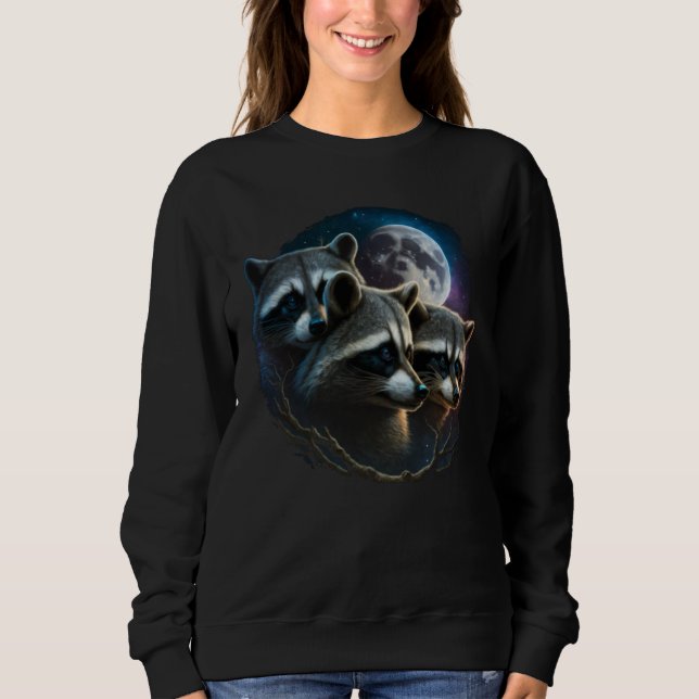 Camiseta Três Guaxinins Uivam à Lua (Frente)