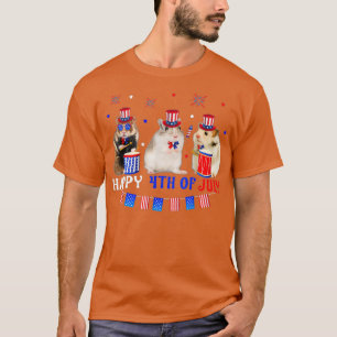 Camiseta Três Hamster Feliz 4 De Julho Bandeira Americana
