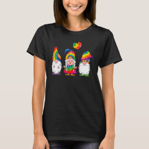 Camiseta Três Hippie Gnomos Tie Dye Hat Peace Gnomo Cristo