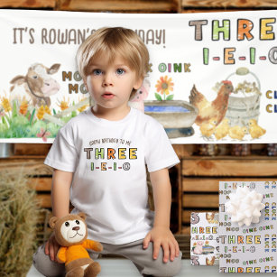 Camiseta Três-i-e-i-o-aniversário de 3 anos Fazenda Rhyme