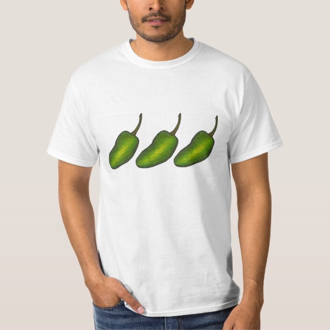 Camiseta Três Jalapenos Spicy Green Jalapeño Pepper Foodie (Frente)