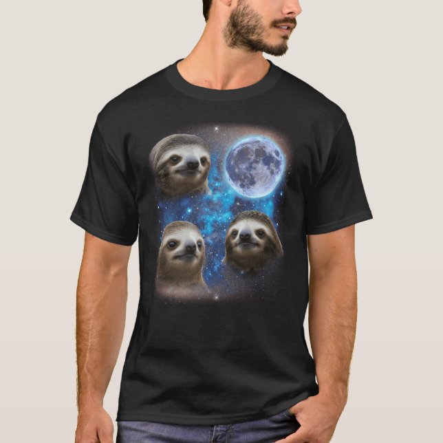 Camiseta Três Largas Gritando Na Lua Meme Sloth (Frente)