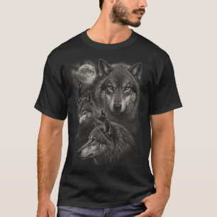 Camiseta Três Lobos Lua Cheia   Uivar de Lobo da Natureza S