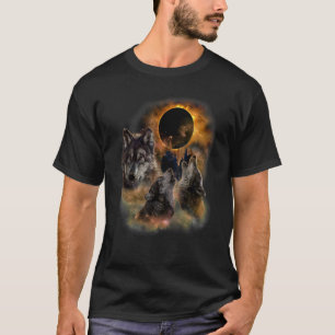 Camiseta Três Lobos Selvagens, Howling Full Moon Wolf Howl 
