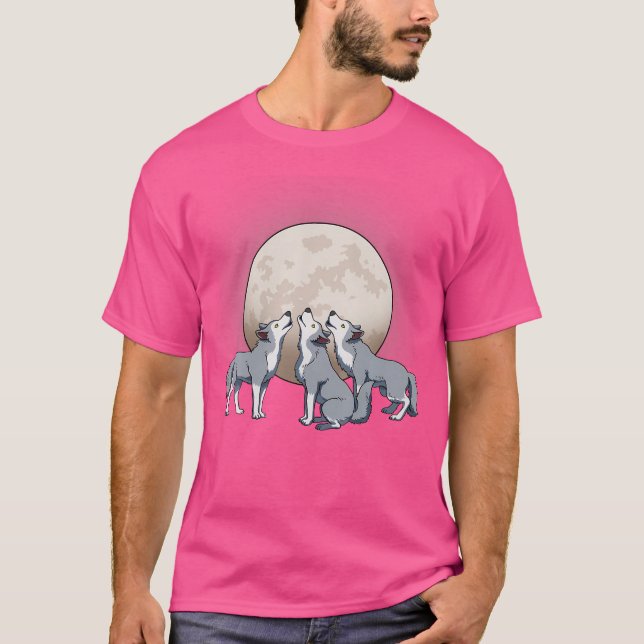Camiseta Três Lobos Uivando Para a Lua (Frente)