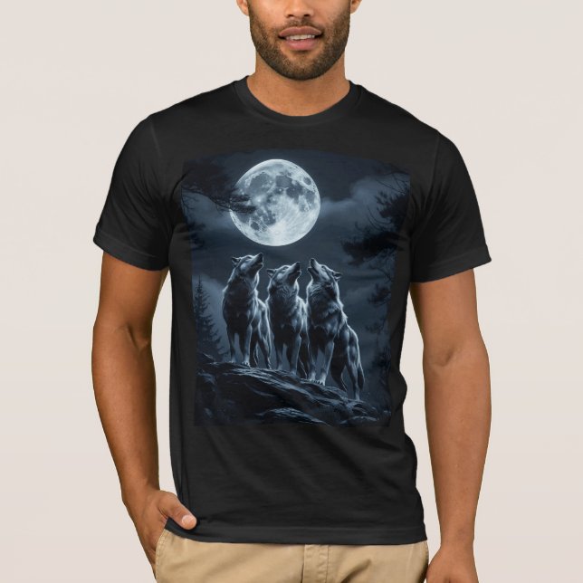 Camiseta Três Lobos Uivando para a Lua Cheia - Três Lobos (Frente)