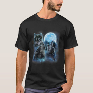 Camiseta Três Lobos Vivendo Sob Icy Full Moon, Cinza Wol