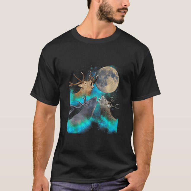 Camiseta Três Lua De Veado Engraçada 3 Gato De Veado Na Lua (Frente)