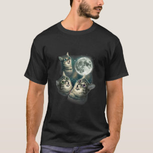 Camiseta Três Lua Gato - Engraçado Três Lobos Kitten Par