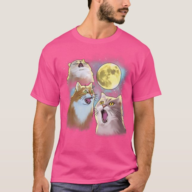 Camiseta Três Luas Cat 3 Lobos Engraçado Parody (Frente)