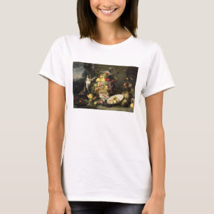 Camiseta Três macacos que roubam a fruta (óleo em canvas)