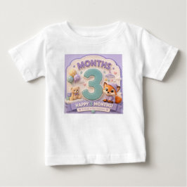 Camiseta Três Meses de Descoberta – Pequeno Marco de Bebê