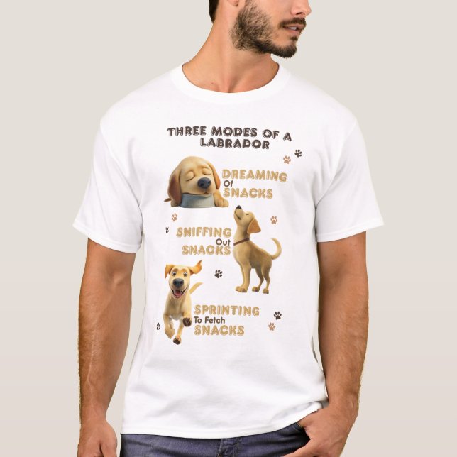 Camiseta Três Modos de um Cachorro Engraçado Labrador (Frente)