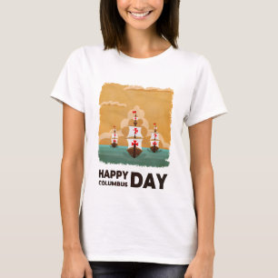 Camiseta Três Navios Feliz Dia Colombo