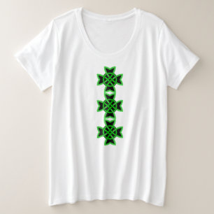 Camiseta Três nós Abstrato Celtas Brilhantes Verde Preto