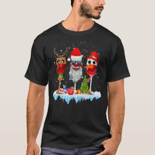 Camiseta Três Óculos de Vinho Papai Noel Natal Engraçado Vi