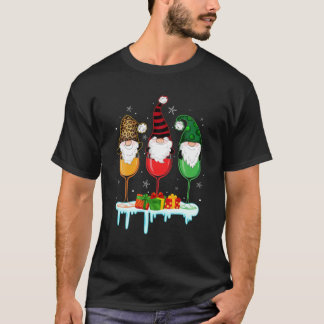 Camiseta Três Óculos De Vinhos Cachorros De Natal Bebem Gno