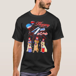 Camiseta Três Ouros Retriever Happy 4 De Julho Americano