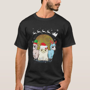 Camiseta Três Papais noeis de Natal Llama X-Mas Llama