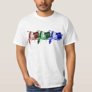 Camiseta Três patinetes dos anos sessenta do vintage