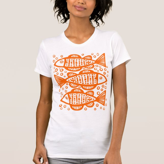 Camiseta Três Peixes - Laranja (Frente)