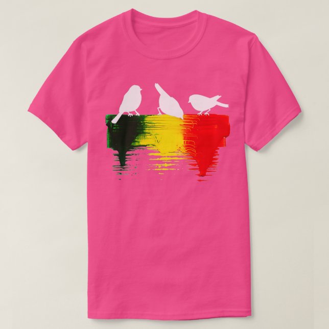 Camiseta Três Pequenas Aves com Cores Massas (Frente do Design)