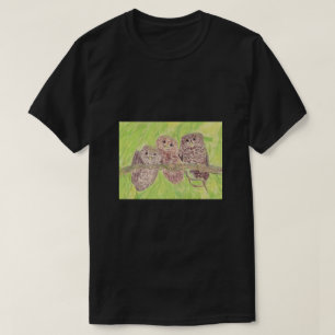 Camiseta Três Pequenas Corujas De Vassoura - pintura acríli