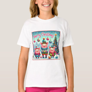 Camiseta Três Pequenos Porcos de Natal