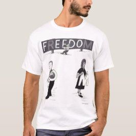 Camiseta Três Pessoas Levando Letras Individuais de uma Pla