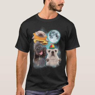 Camiseta Três Pibble Lua Meme Pibble Engraçado para Homens 