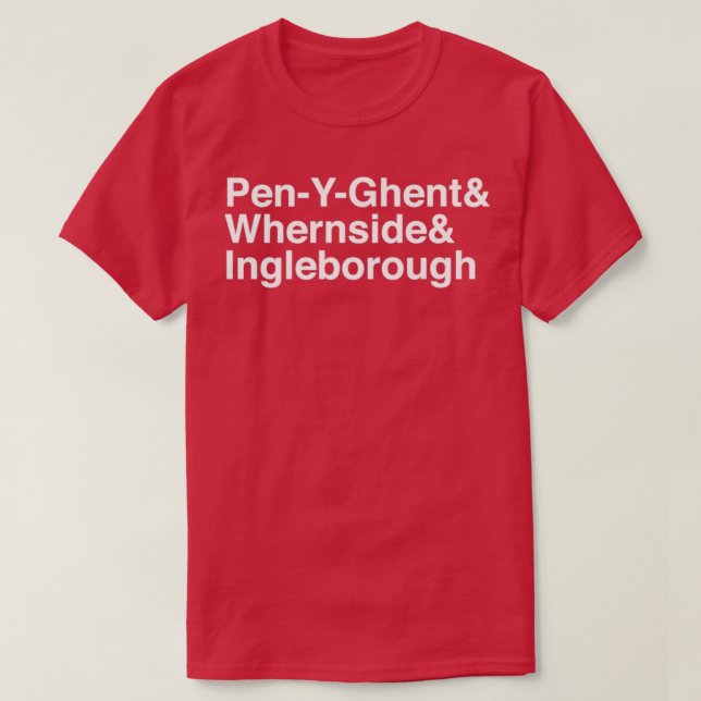 Camiseta Três picos PenYGhent e Whernside e Ingleborou (Frente do Design)