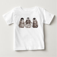 Três Pintinhos Imperadores Pinguins de Aquarela 