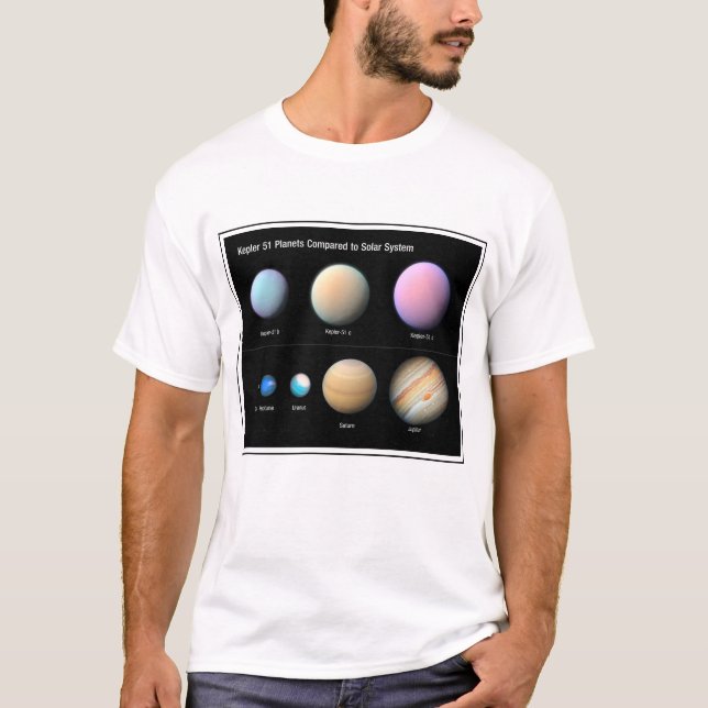 Camiseta Três Planetas Gigantes Orbitando Kepler 51 (Frente)