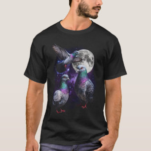Camiseta Três Pombos Lua Cósmico Gráfico Retro