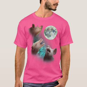 Camiseta Três Porcos Fazendas Engraçados Na Lua 3 Lobos Lob