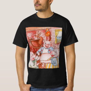Camiseta Três Porquinhos Cozinhando Lobo, Conto de Fadas Vi