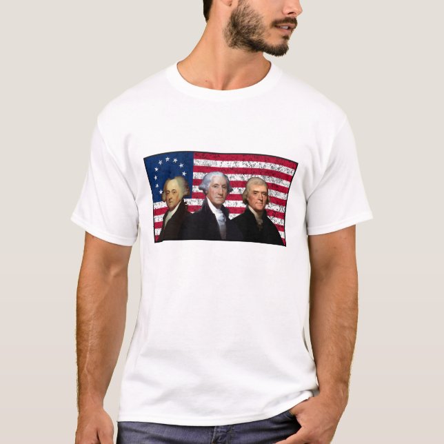 Camiseta Três presidentes e a bandeira americana (Frente)