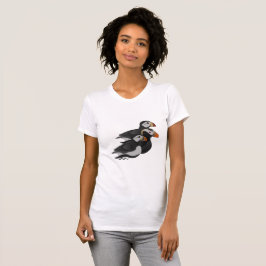 Camiseta Três Puffins Adoravelmente Amáveis Nadando Cartoon