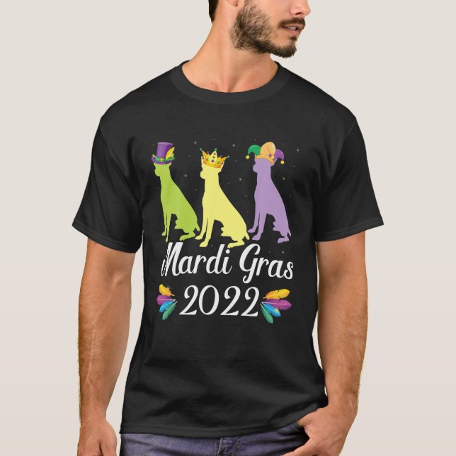 Camiseta Três Rat Terrier Cães Mardi Gras Costume Dançando (Frente)