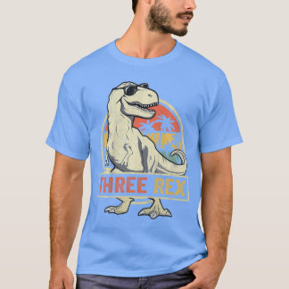 Camiseta Três Re 3º Aniversário hird Dinossauro 3 Anos ret
