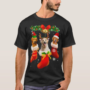 Camiseta Três Retrievers De Ouro Em Sock Christmas Pajama 