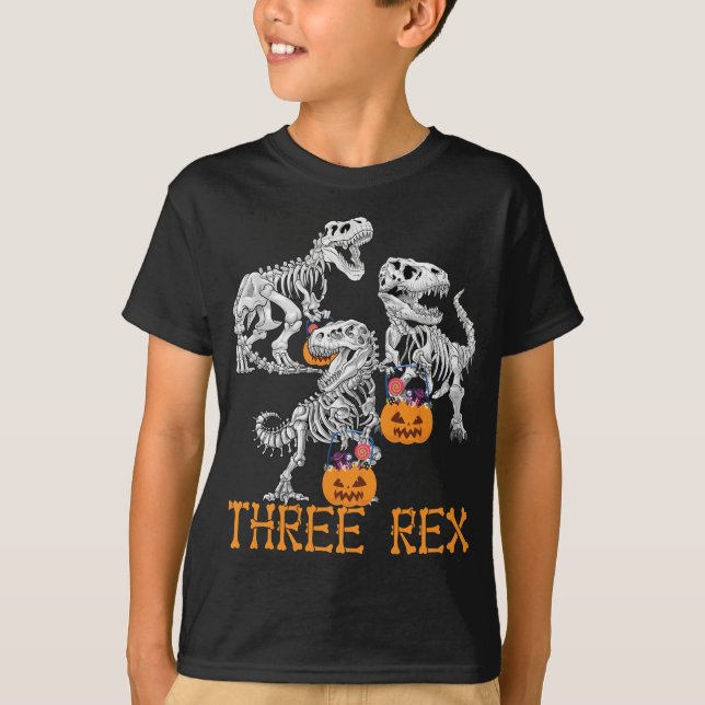 Camiseta Três Rex Dinossaur Skeleton 3 Anos (Frente)
