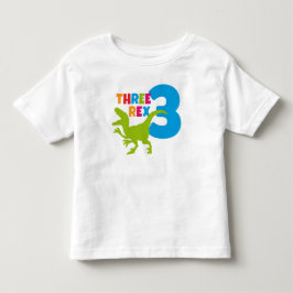 Camiseta Três Rex Toddler aniversário de 3 anos White